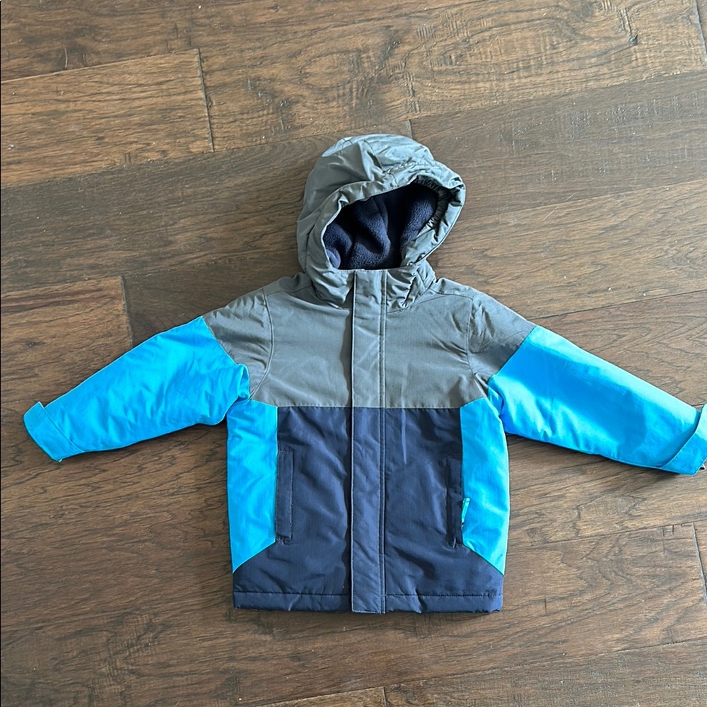 Children's Colorblock Hooded Jacket - Blue and Gray